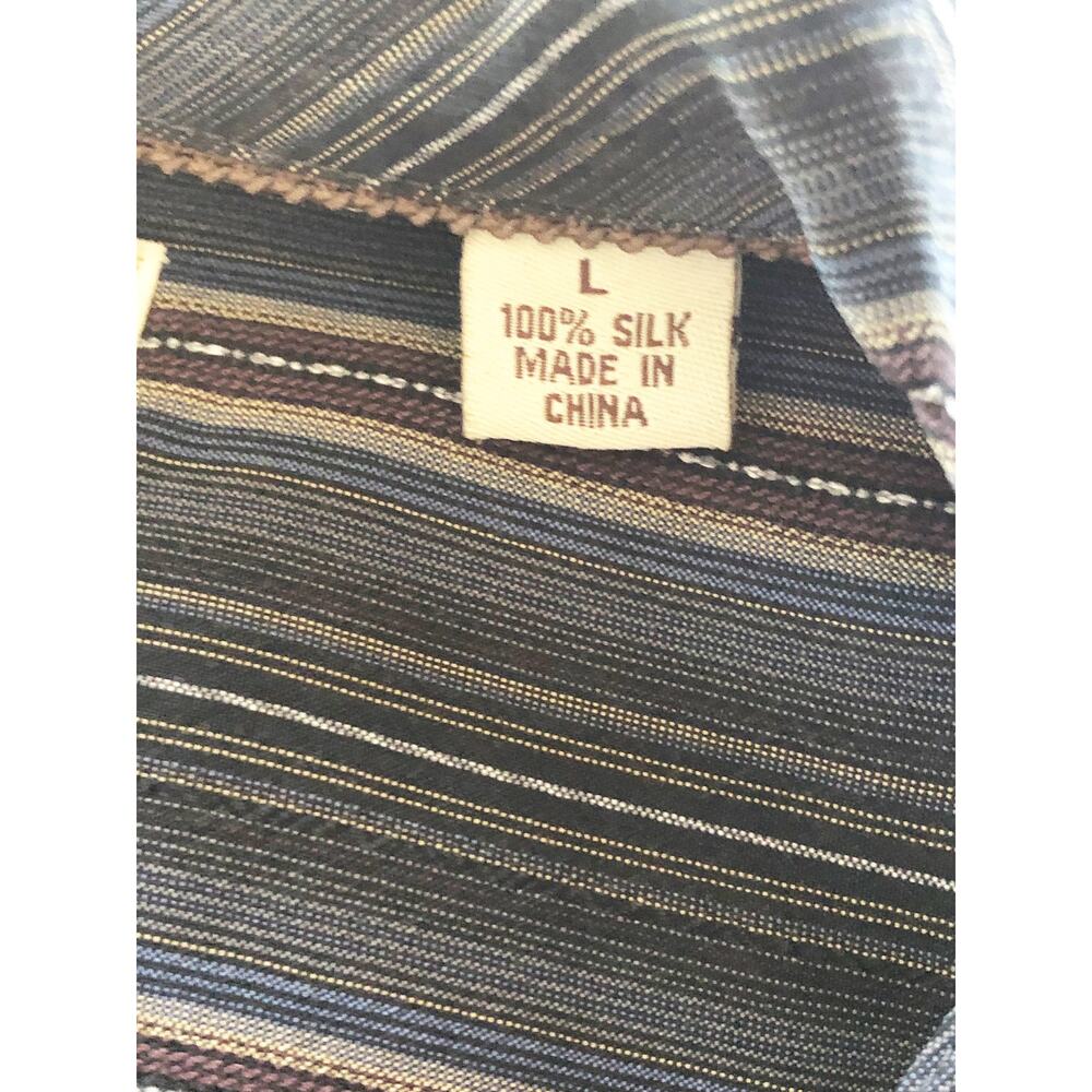 Tommy Bahama Mens Size Large Button Front Dress Shirt Silk Long Sleeve Collar - Picture 4 of 4